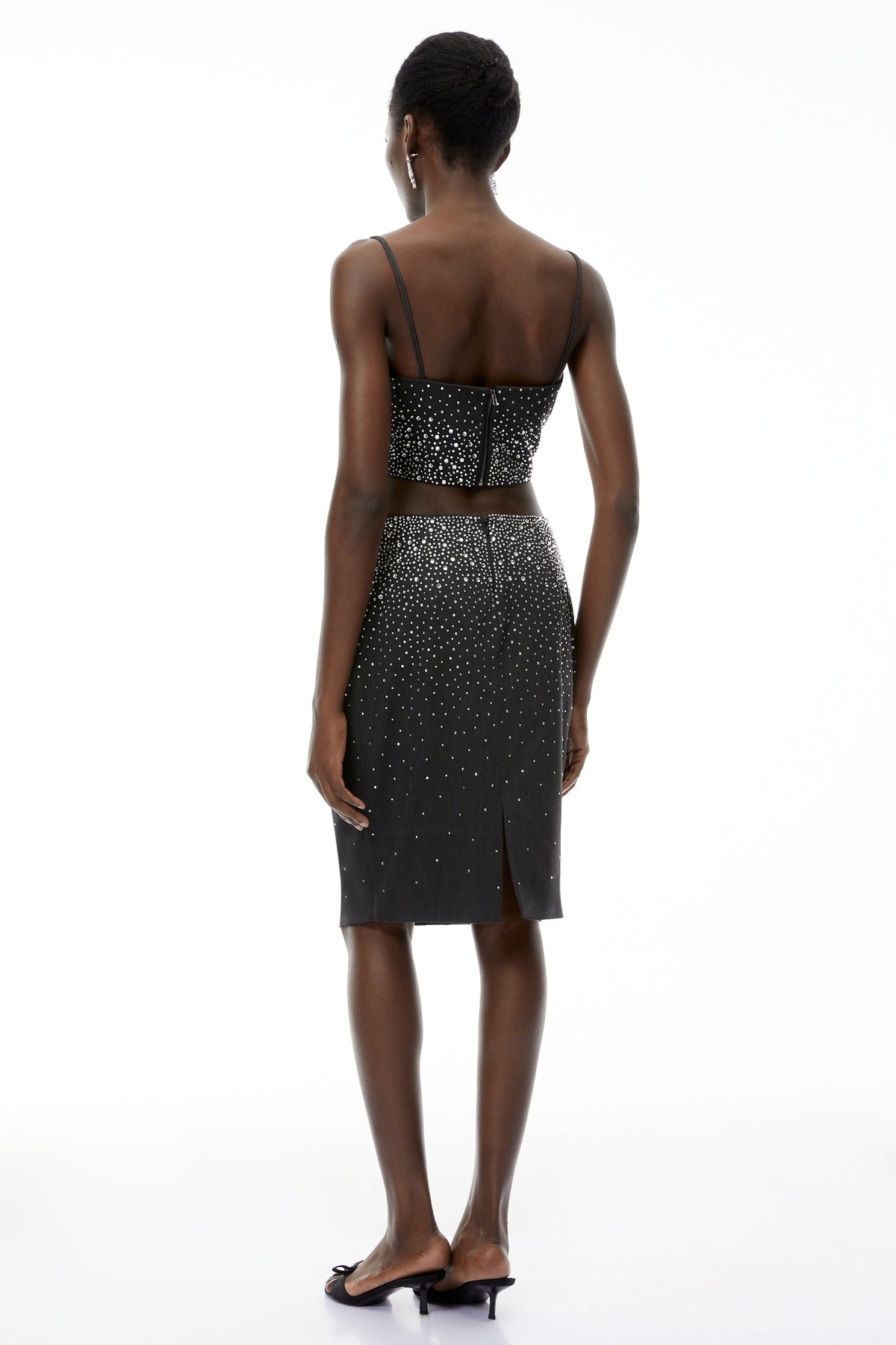 Nicola Grey Fully Embellished Skirt