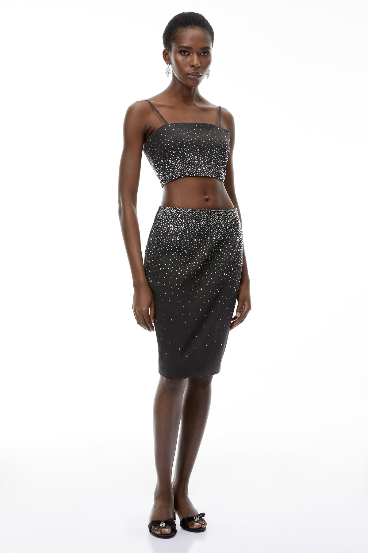 Nicola Grey Fully Embellished Skirt