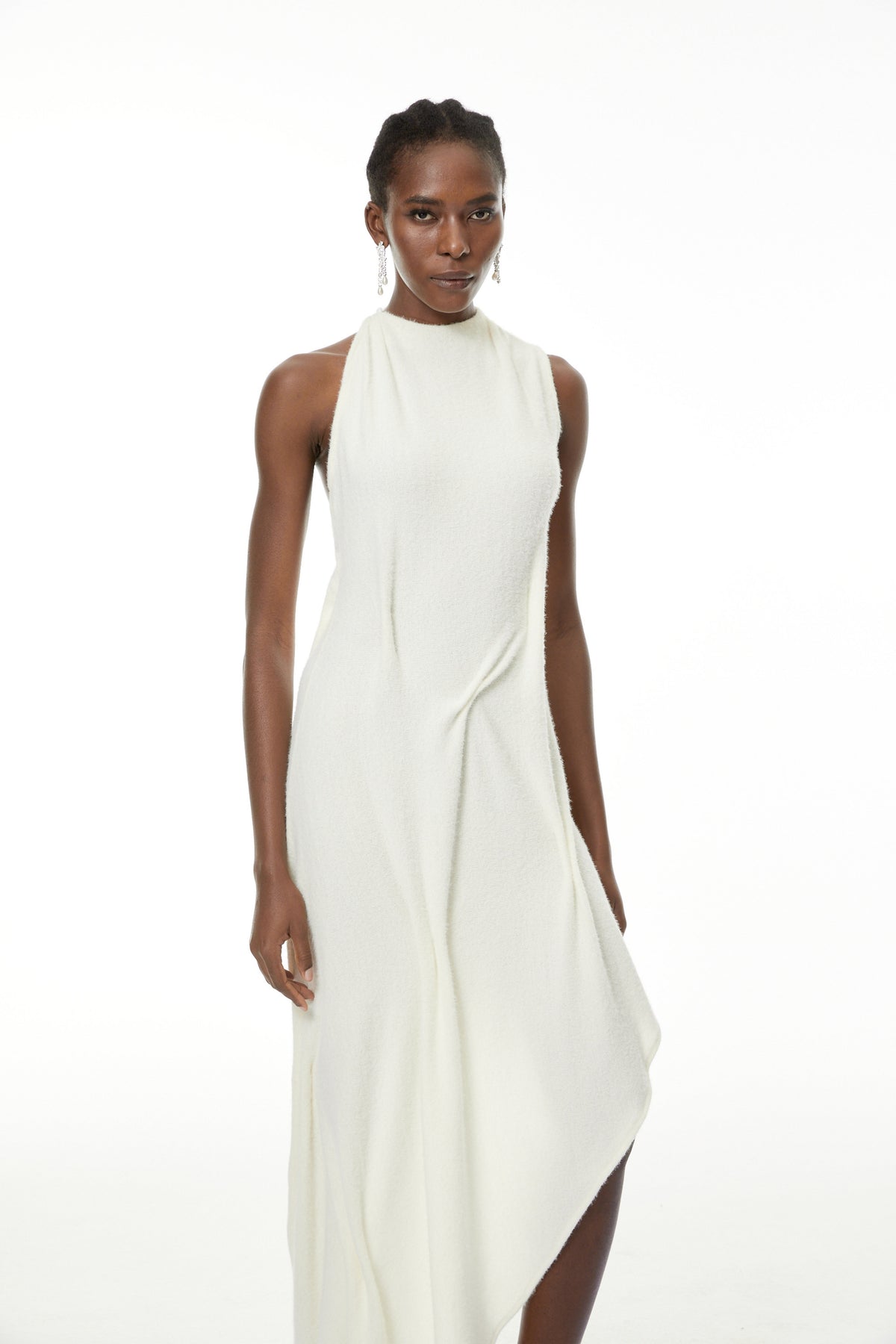Oleander White Textured Asymmetrical Maxi Dress (Final Sale)
