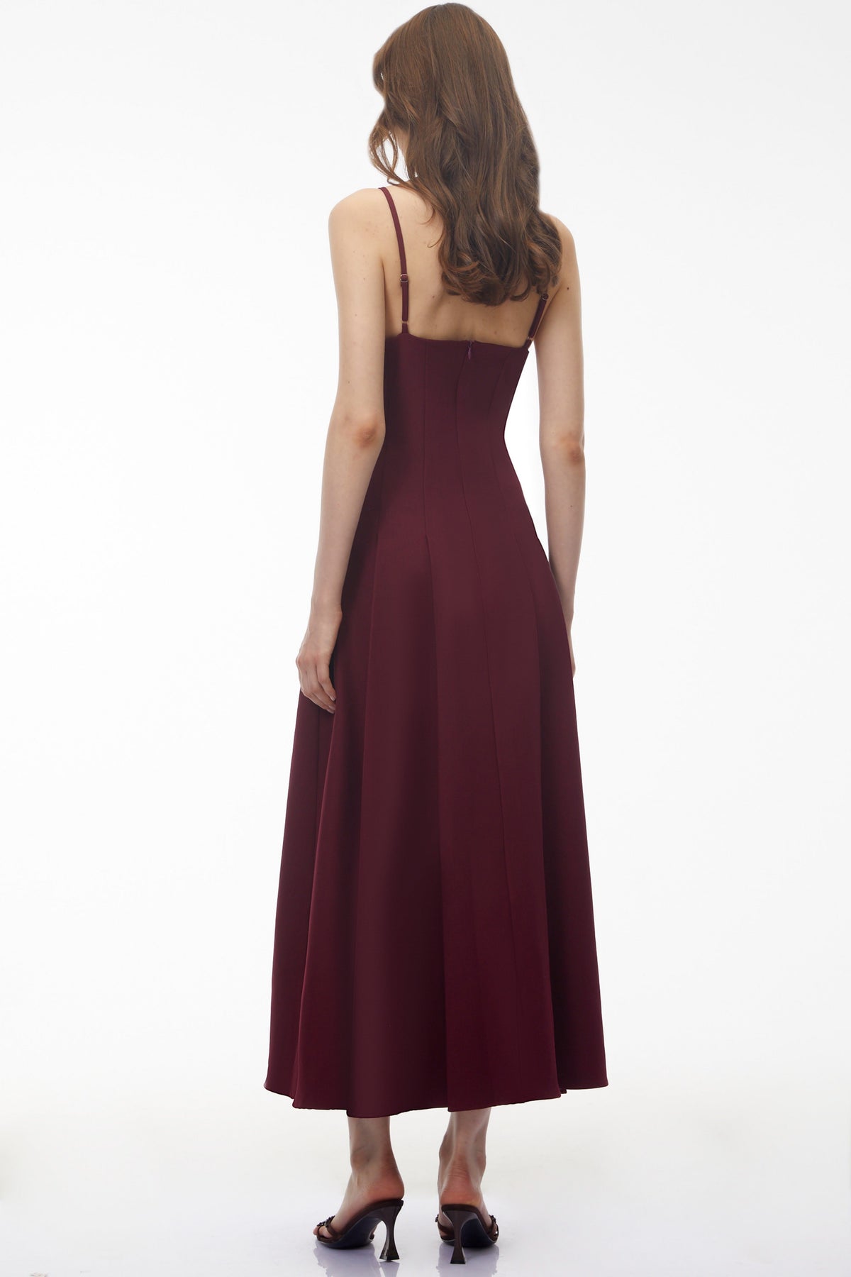Olesya Burgundy Floral Embroidered Maxi Dress