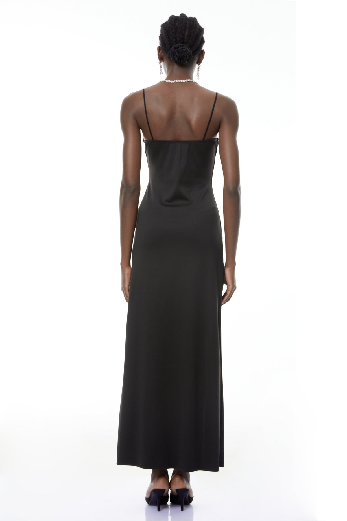 Oona Black Cut-Out Maxi Dress with High Slit