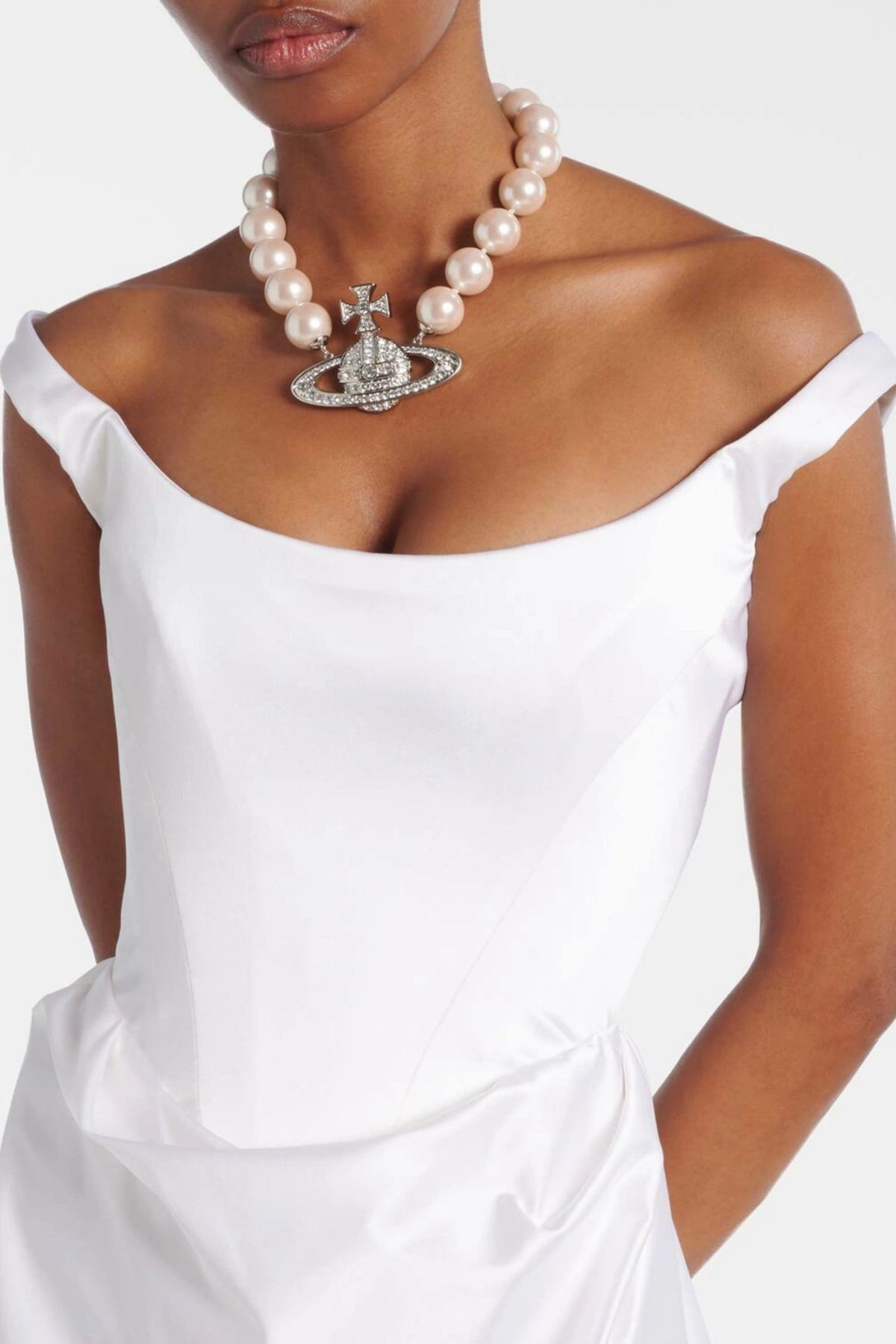 Fiona White Satin Square Neck Maxi Dress