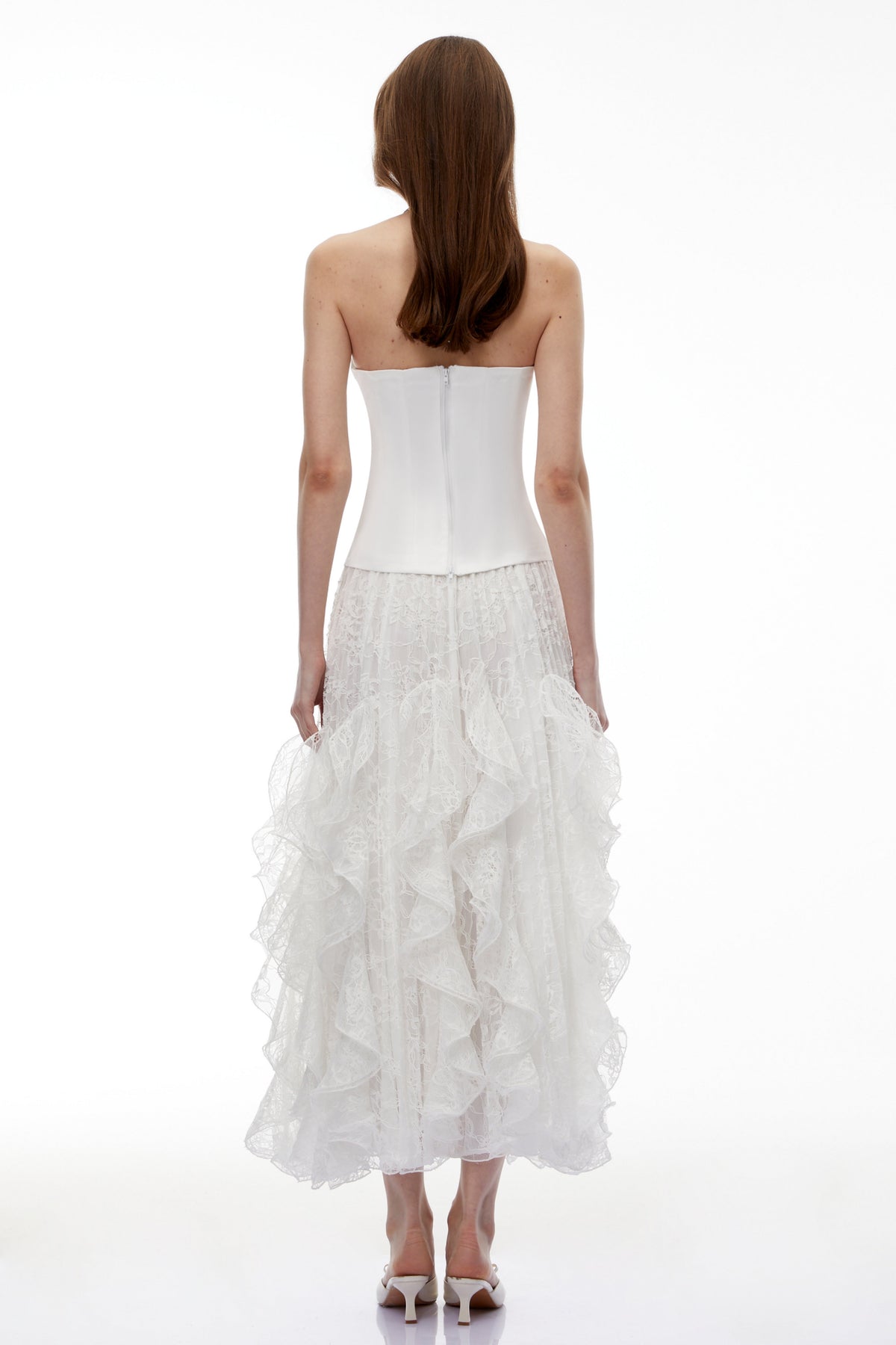 Pantea White Glossy Bustier Top