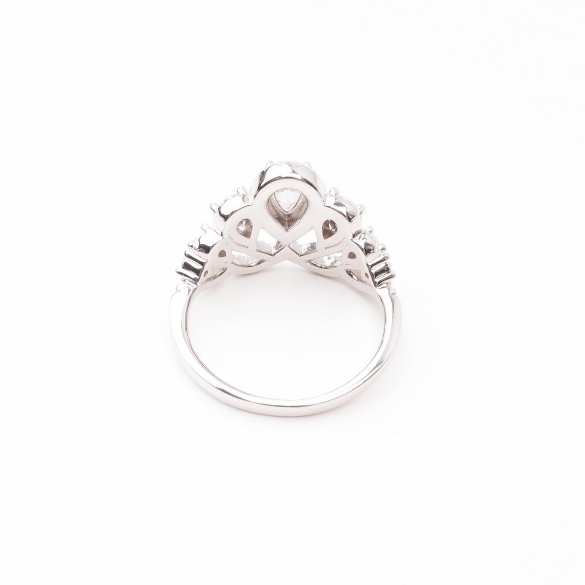 Carmen Pink Pear Cut Gemstone Crown Pavé Crystal Sterling Silver Ring