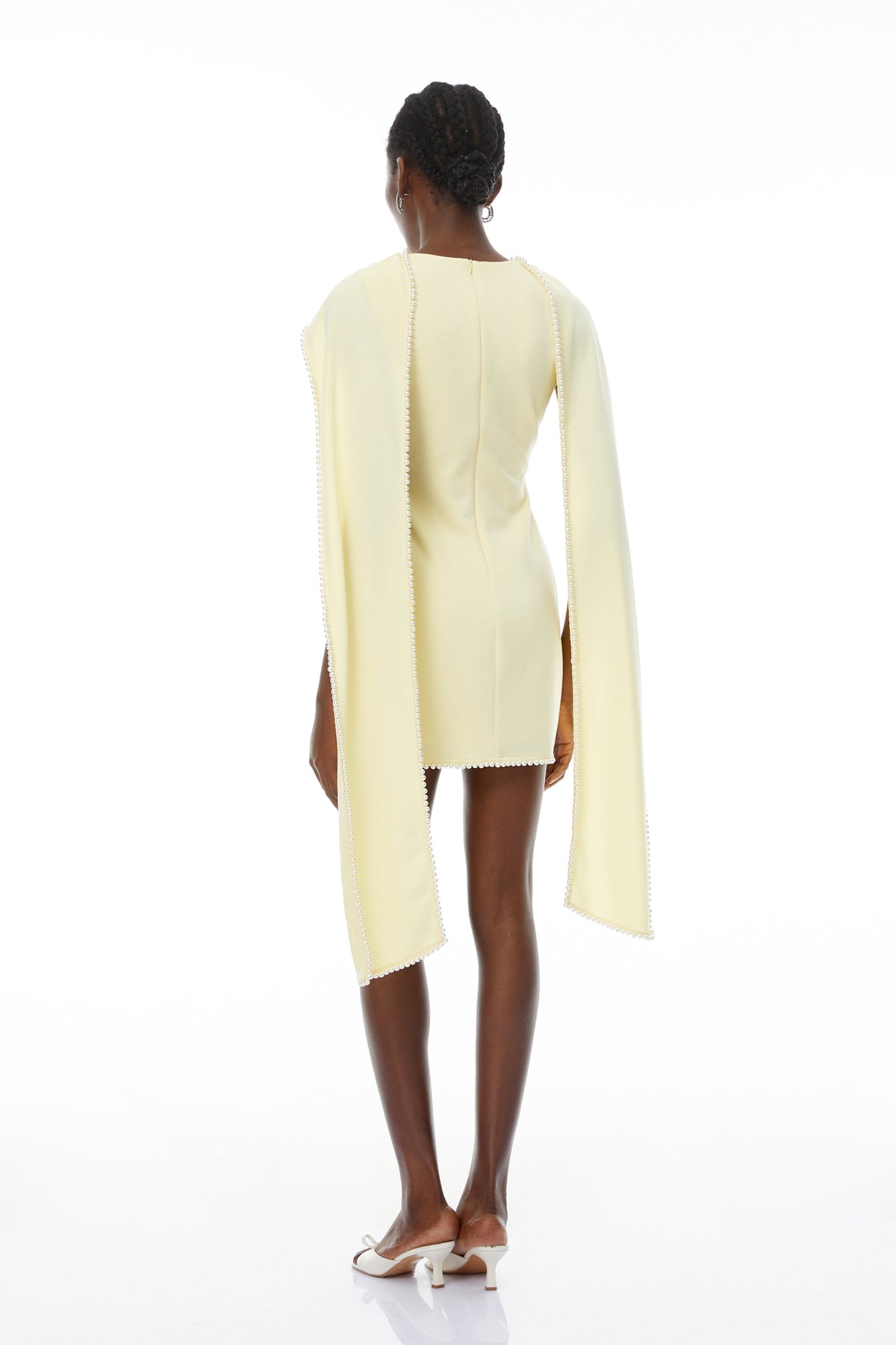 Piroska Yellow Sleeveless Pearl Trim Mini Dress (Final Sale-US Only)