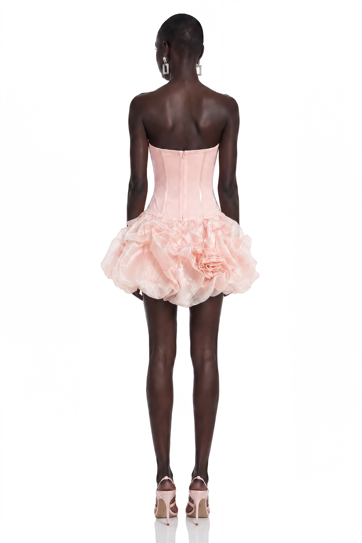 Rachel Pink Off Shoulder Ruffled Mini Dress with 3D Florals