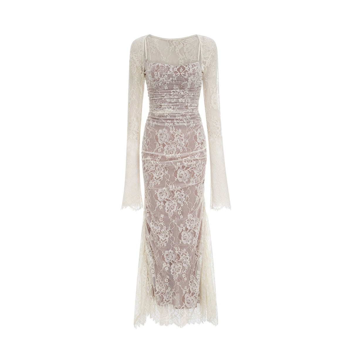 Valérie white floral lace mesh maxi dress (Final Sale-US Only)