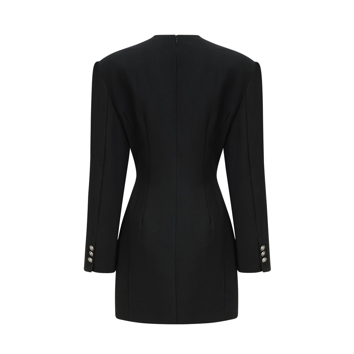 Magali black hourglass shoulder-padded mini dress - Black