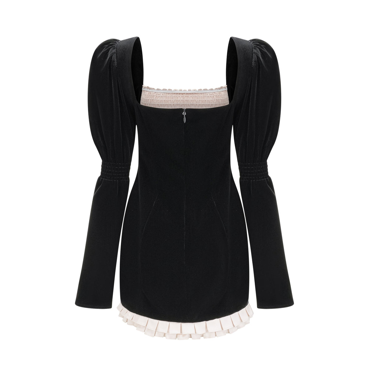 Coralie long-sleeved velvet mini dress