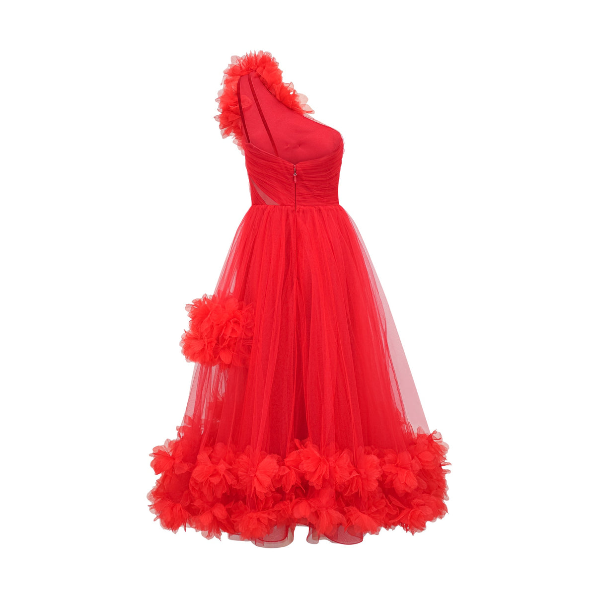 Victoire tulle-panelled midi dress
