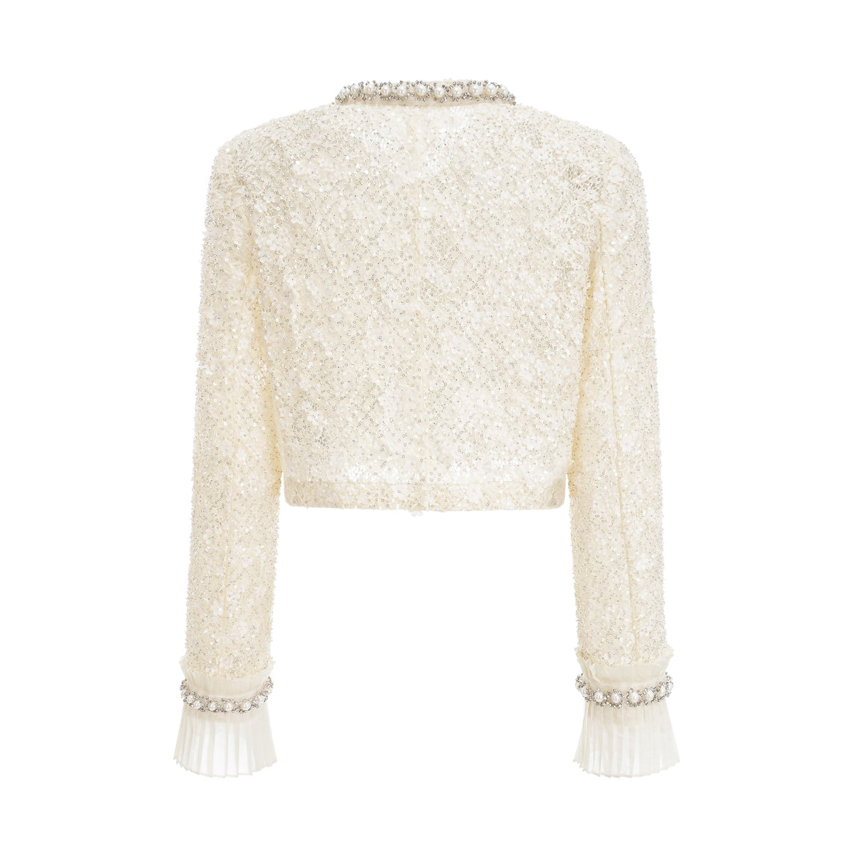 Madeleine floral faux-pearl trim jacket - beige