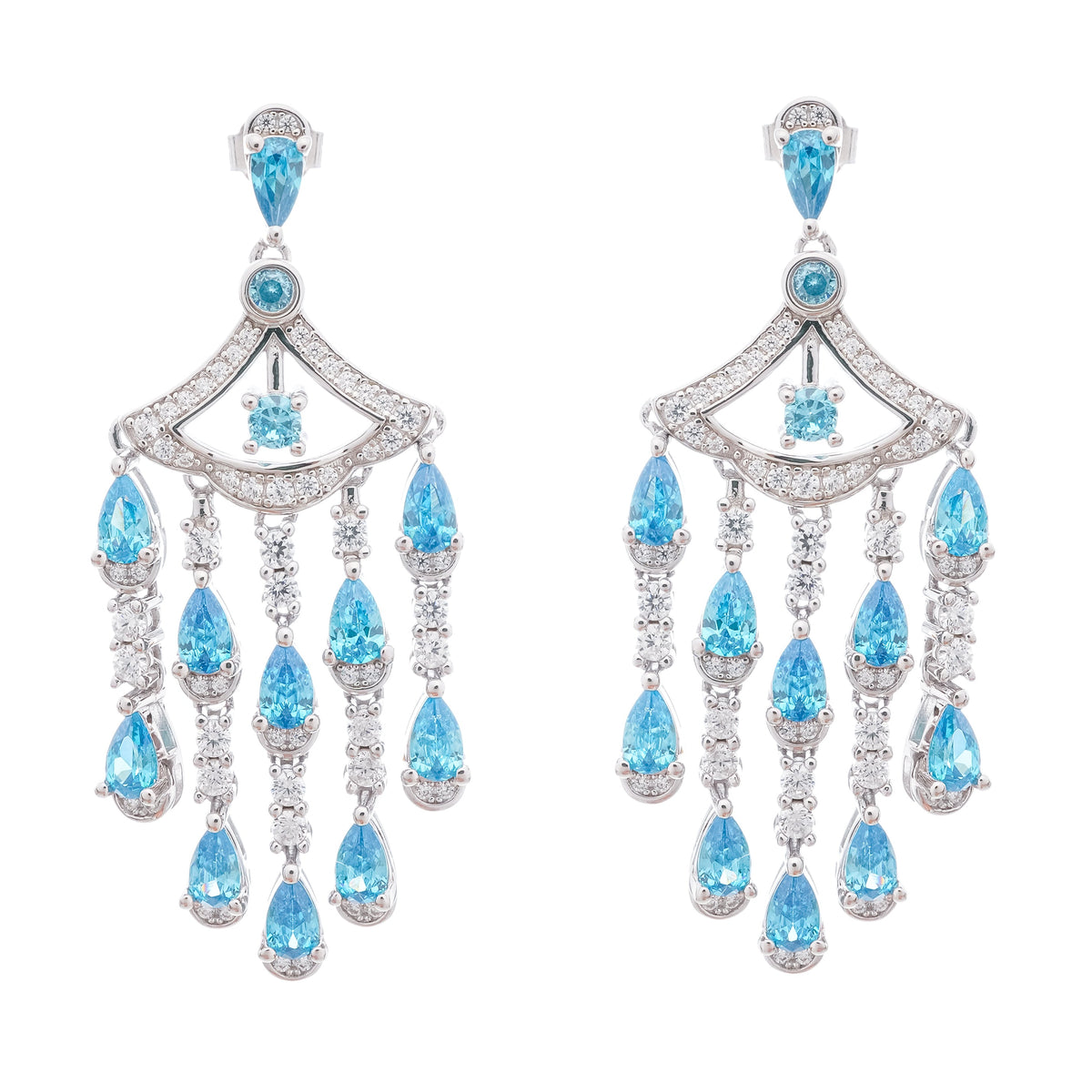 Raphaëlle Blue Crystal Embellished Sterling Silver Earrings