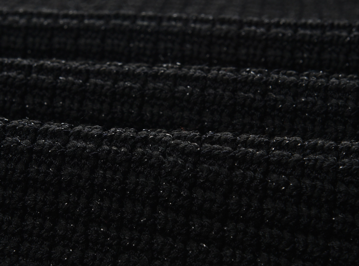 Black Pearl Trim Knit Midi Dress