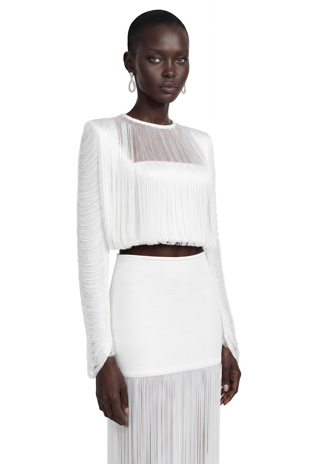 Stella White Fringe Crop Top