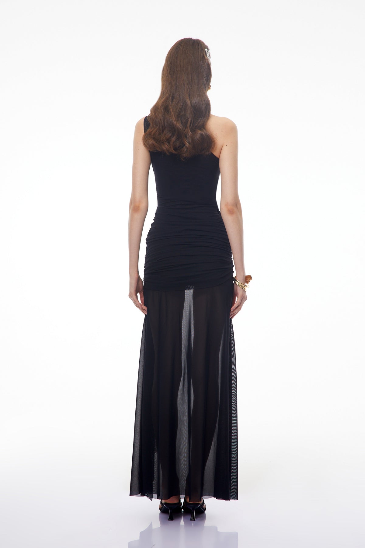 Tiziana Black One Shoulder Cut Out Maxi Dress