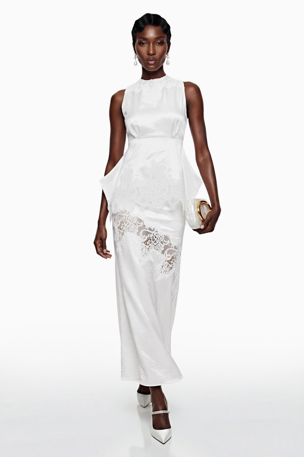 Waltraud White Lace Top & Mermaid Skirt Set