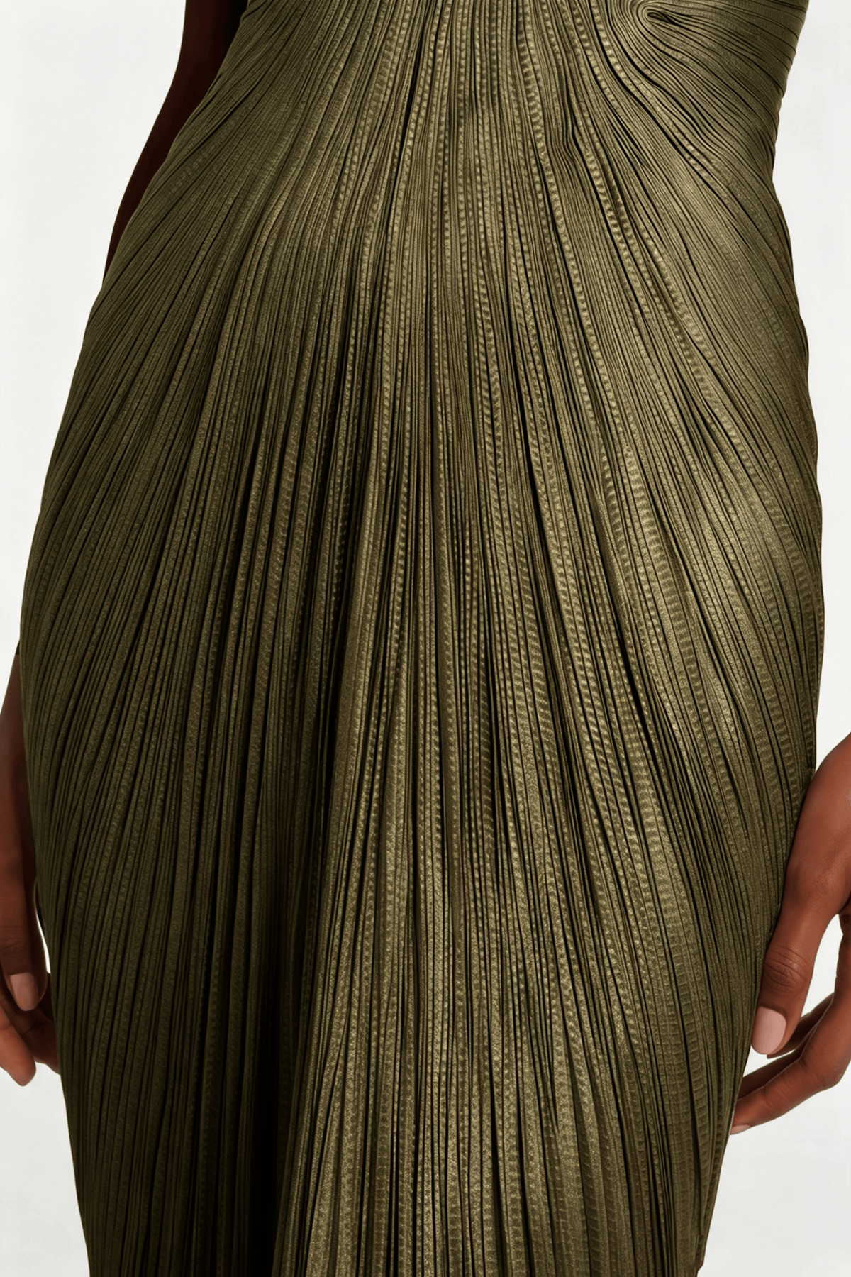 Xrystyna Gold Metallic Ruched Maxi Dress