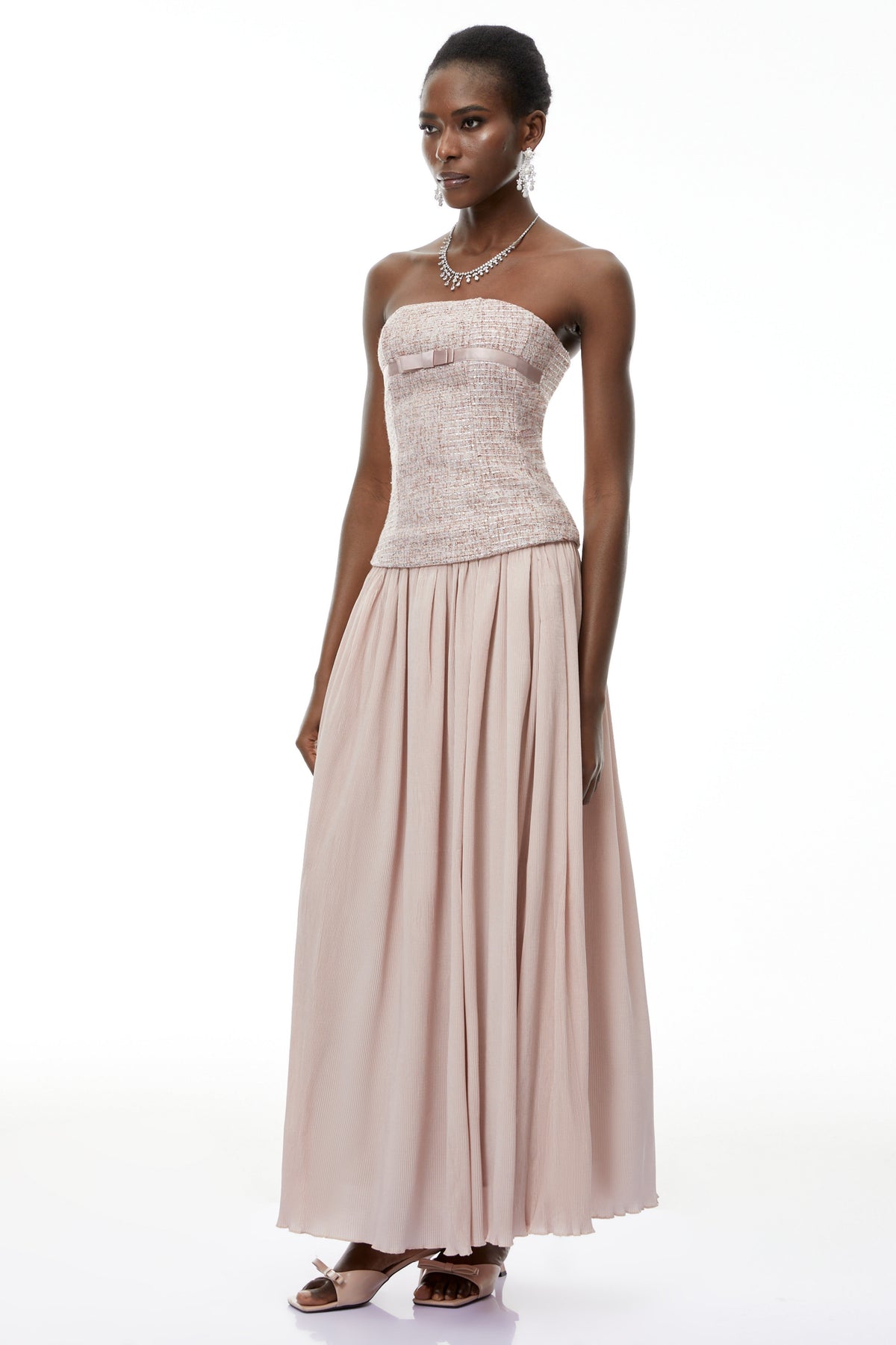 Zephyrine Pink Off Shoulder Ruched Maxi Dress