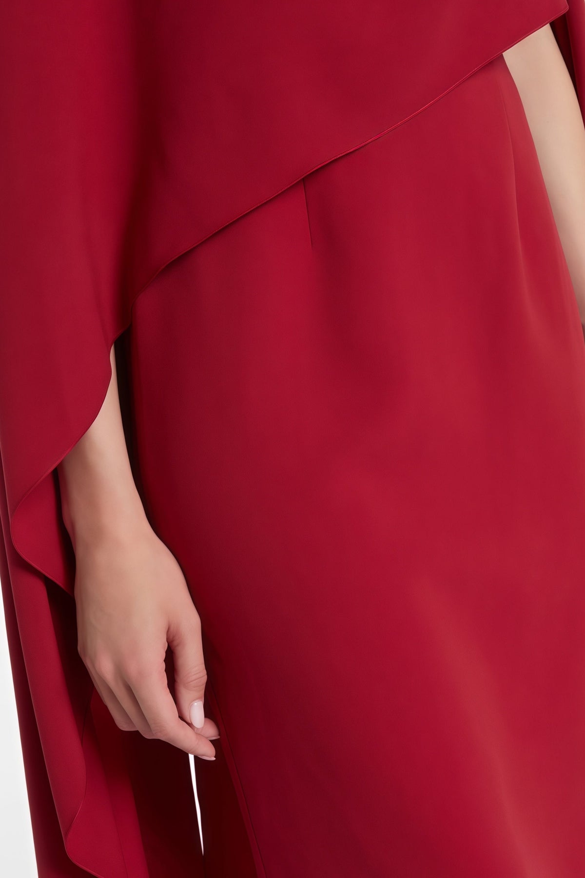 Zinhle Red Draped Cape Maxi Dress