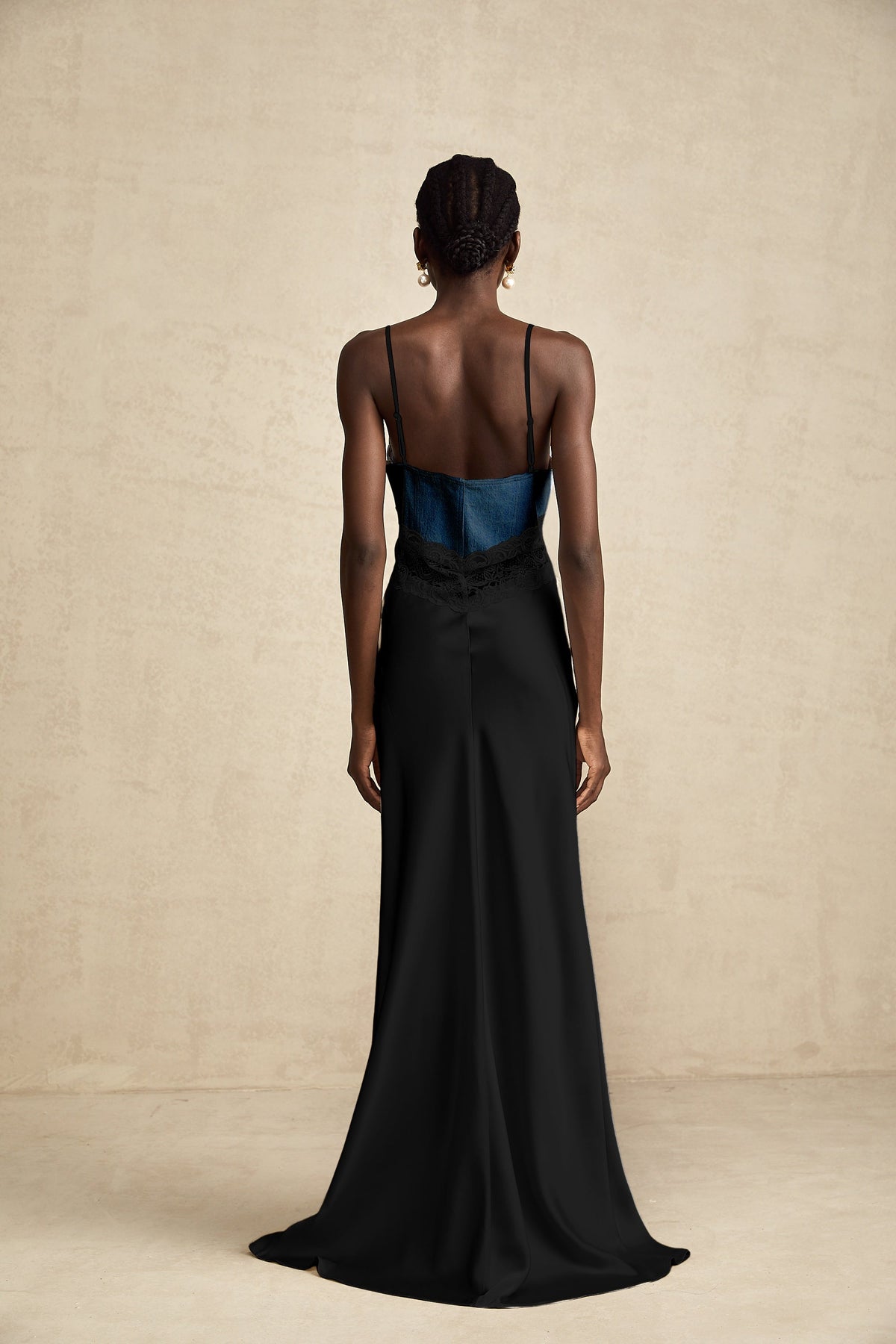 Lisette lace-trim panelled maxi dress