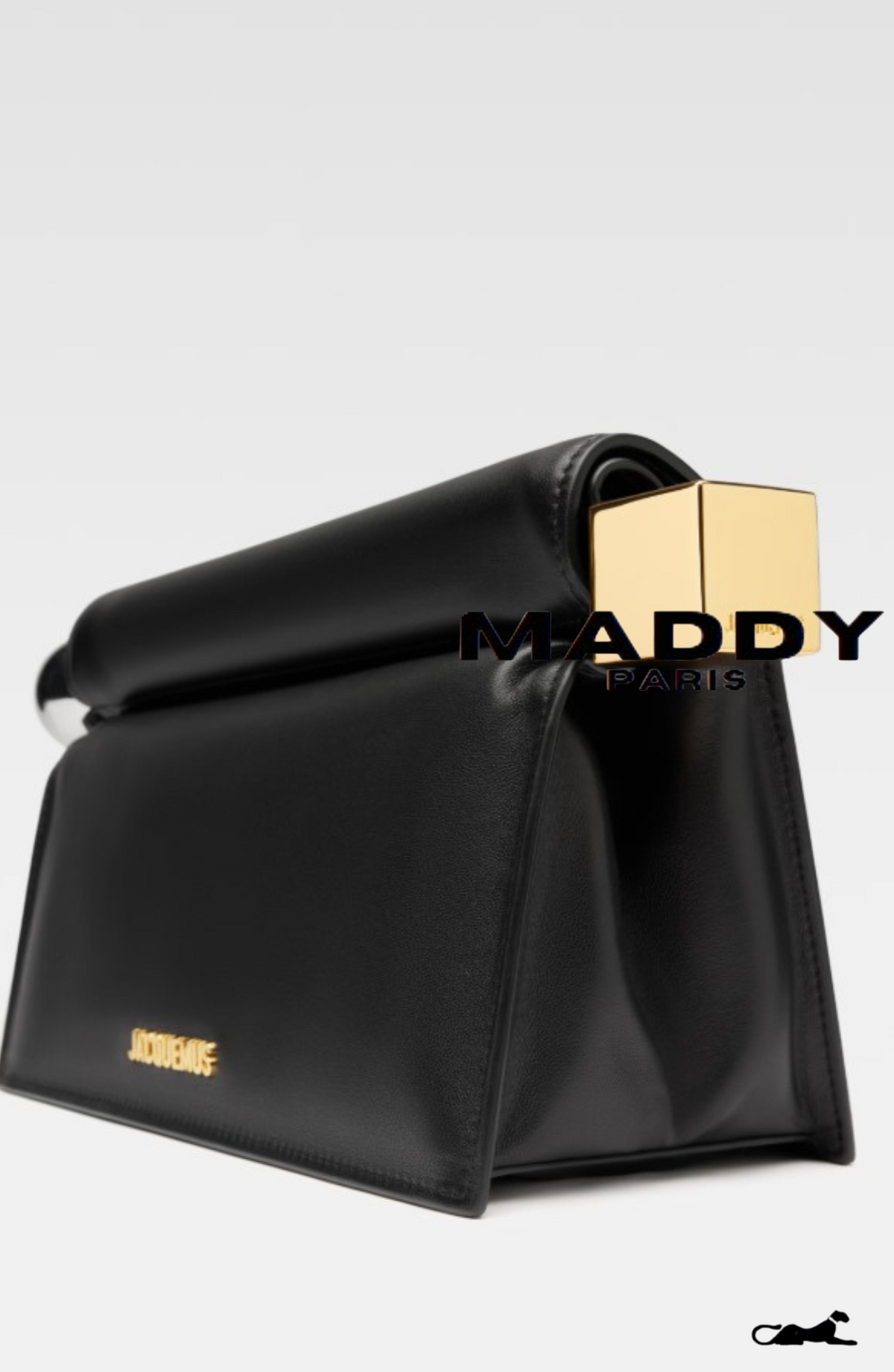 JAC COLETTE NAPPA LEATHER CLUTCH BAG – BLACK WITH GOLD & SILVER HARDWARE