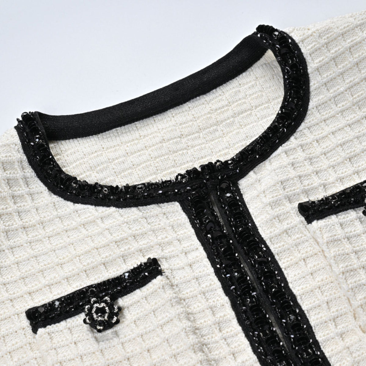 Audrey white waffle-knit jacket & skirt matching set