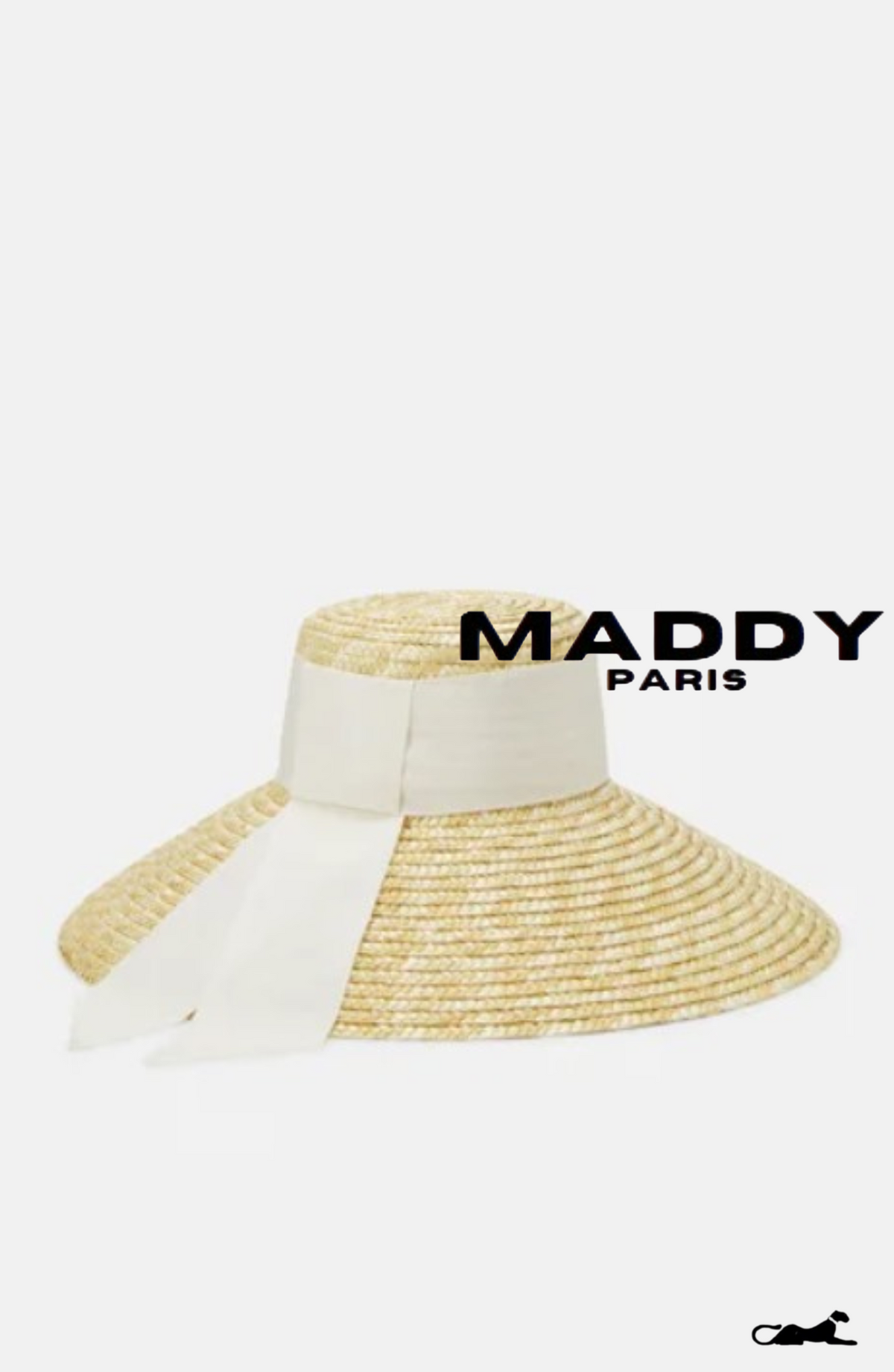 MIRABEL WOVEN STRAW RIBBON HAT – NATURAL BEIGE WITH WHITE TRIM - White