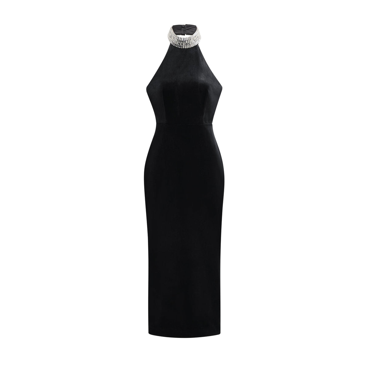 Caisa embellished turtle-neck black dress