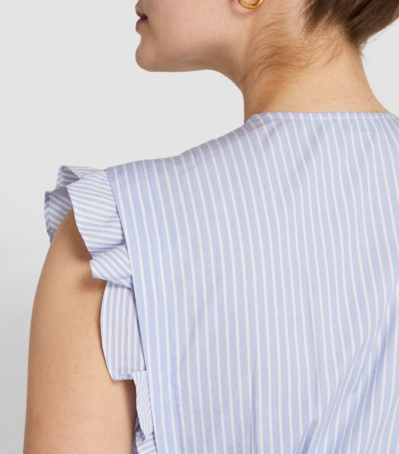 SANDRO Ruffle-Detail Midi Dress - Blue