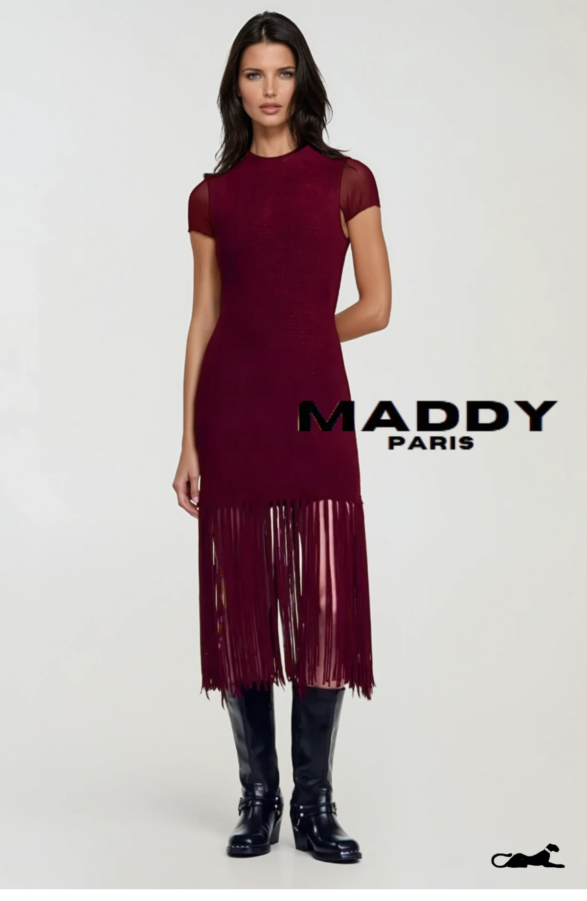 MADDY PARIS EVANGELINE VELVET FRINGE MAXI DRESS – Dark Red