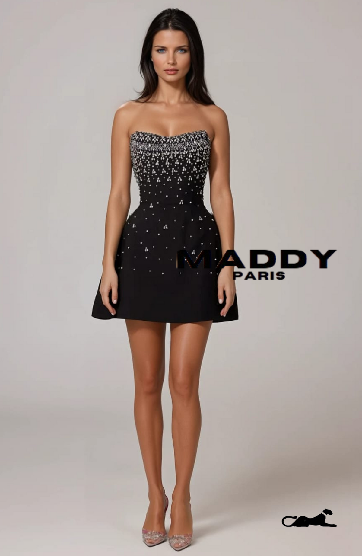 Melisande black embellished mini dress - Black