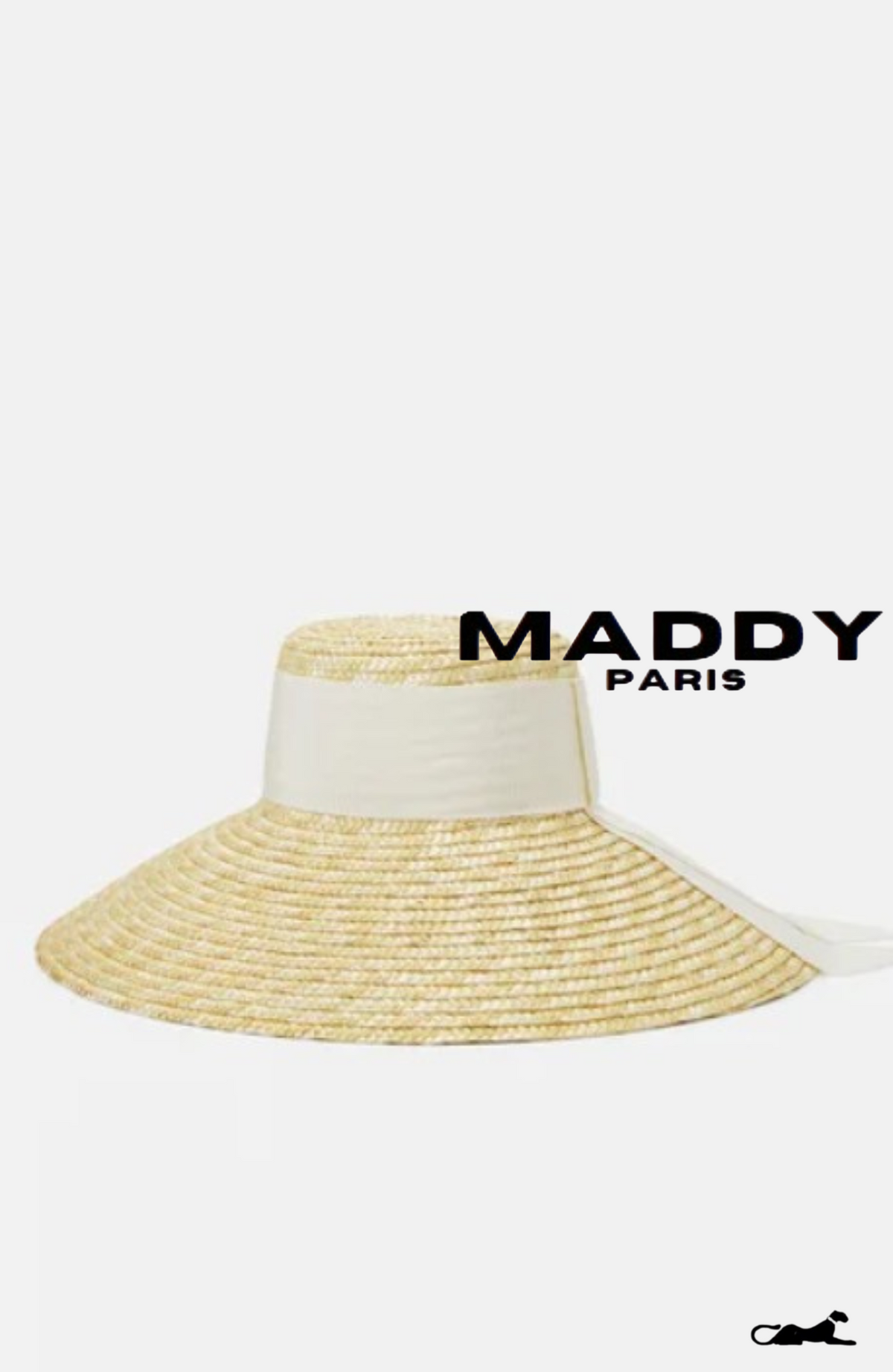 MIRABEL WOVEN STRAW RIBBON HAT – NATURAL BEIGE WITH WHITE TRIM - White