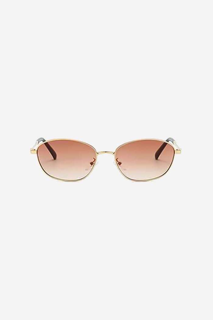 Slim Oval Sunglasses with Lightweight Metal Frame – Pink