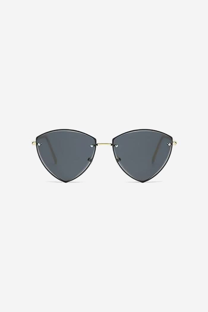 Rimless Triangle-Shaped Sunglasses with Ultra-Slim Metal Temples – Black