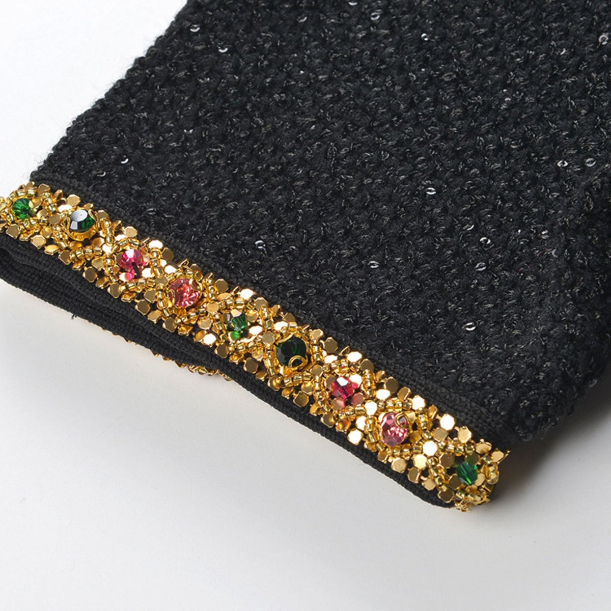 GISELLE TWEED EMBELLISHED MINI DRESS - BLACK