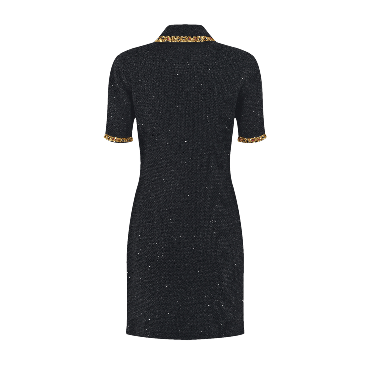 GISELLE TWEED EMBELLISHED MINI DRESS - BLACK
