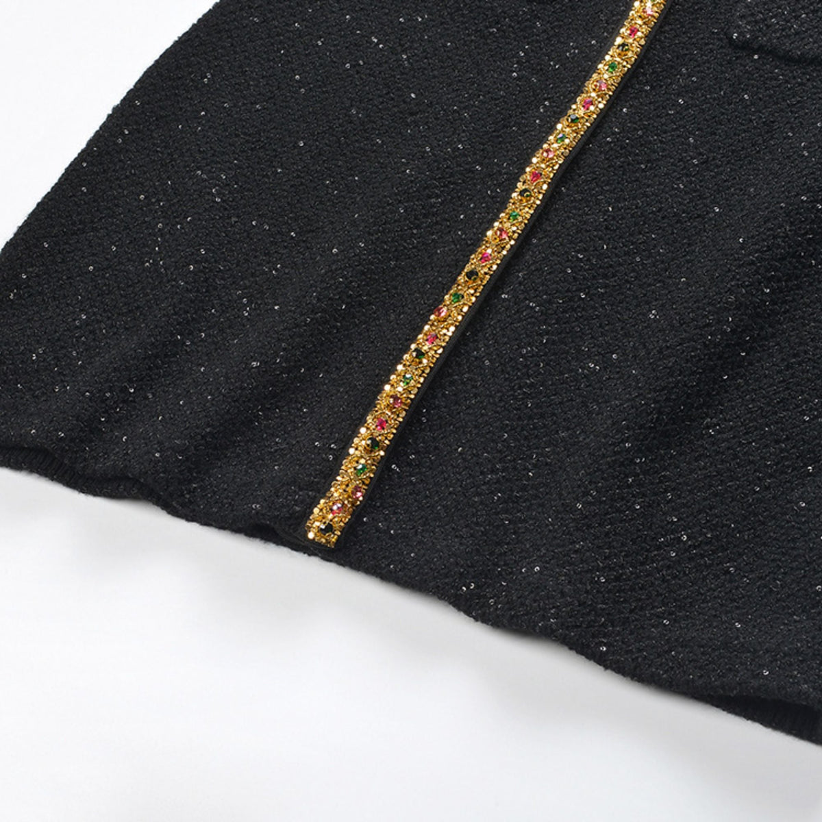 GISELLE TWEED EMBELLISHED MINI DRESS - BLACK