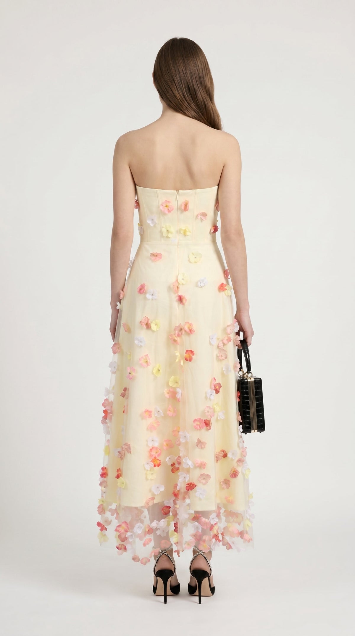 Zora - Strapless 3D Floral Tulle Maxi Gown