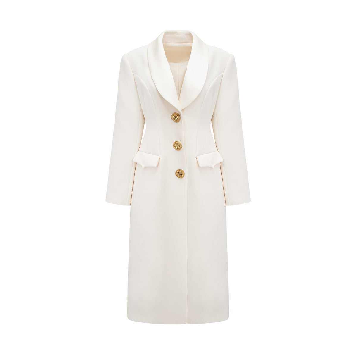 Illyria white single-breasted long coat