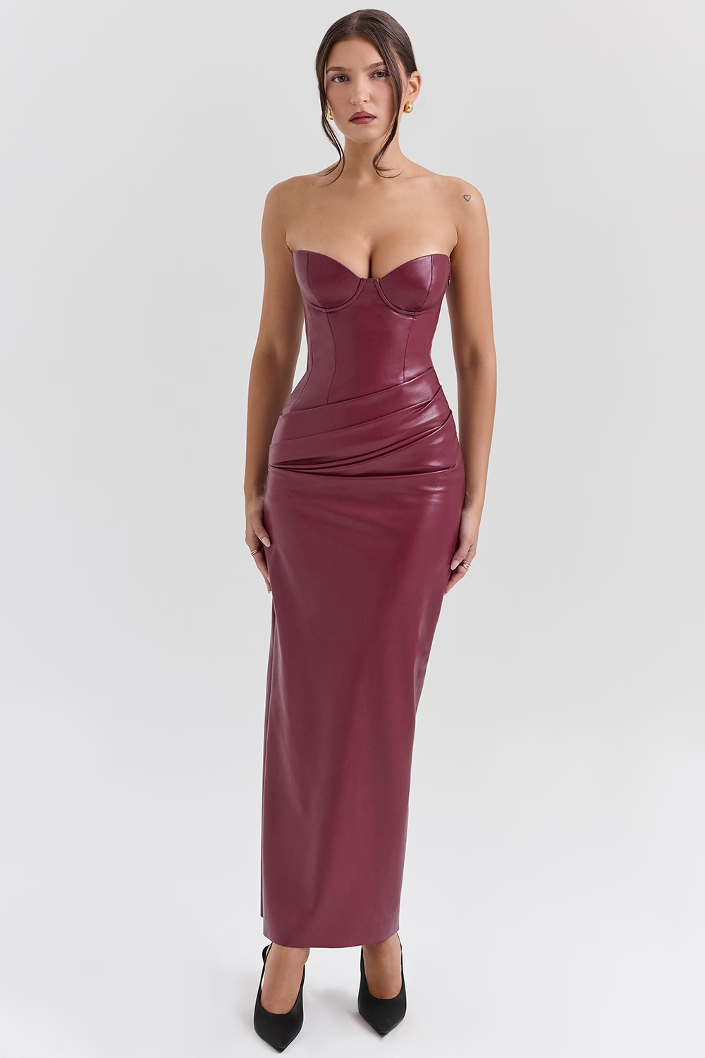 Persephone Black Velvet Strapless Corset Maxi Dress