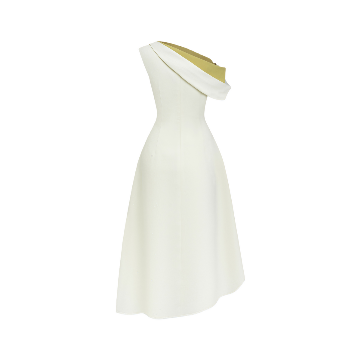 Blossom White One Shoulder Ruched Midi Dress