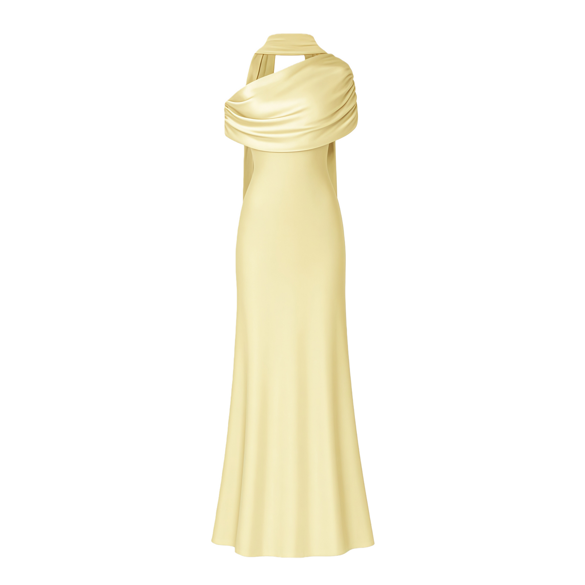 Benedetta Yellow One Shoulder Satin Maxi Dress