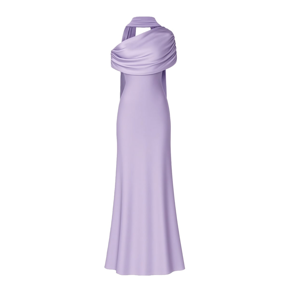 Benedetta Lilac One Shoulder Satin Maxi Dress