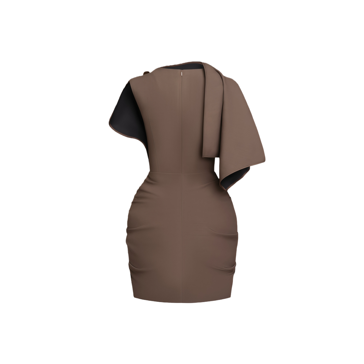 Francesca Brown Asymmetrical Gathered Mini Dress