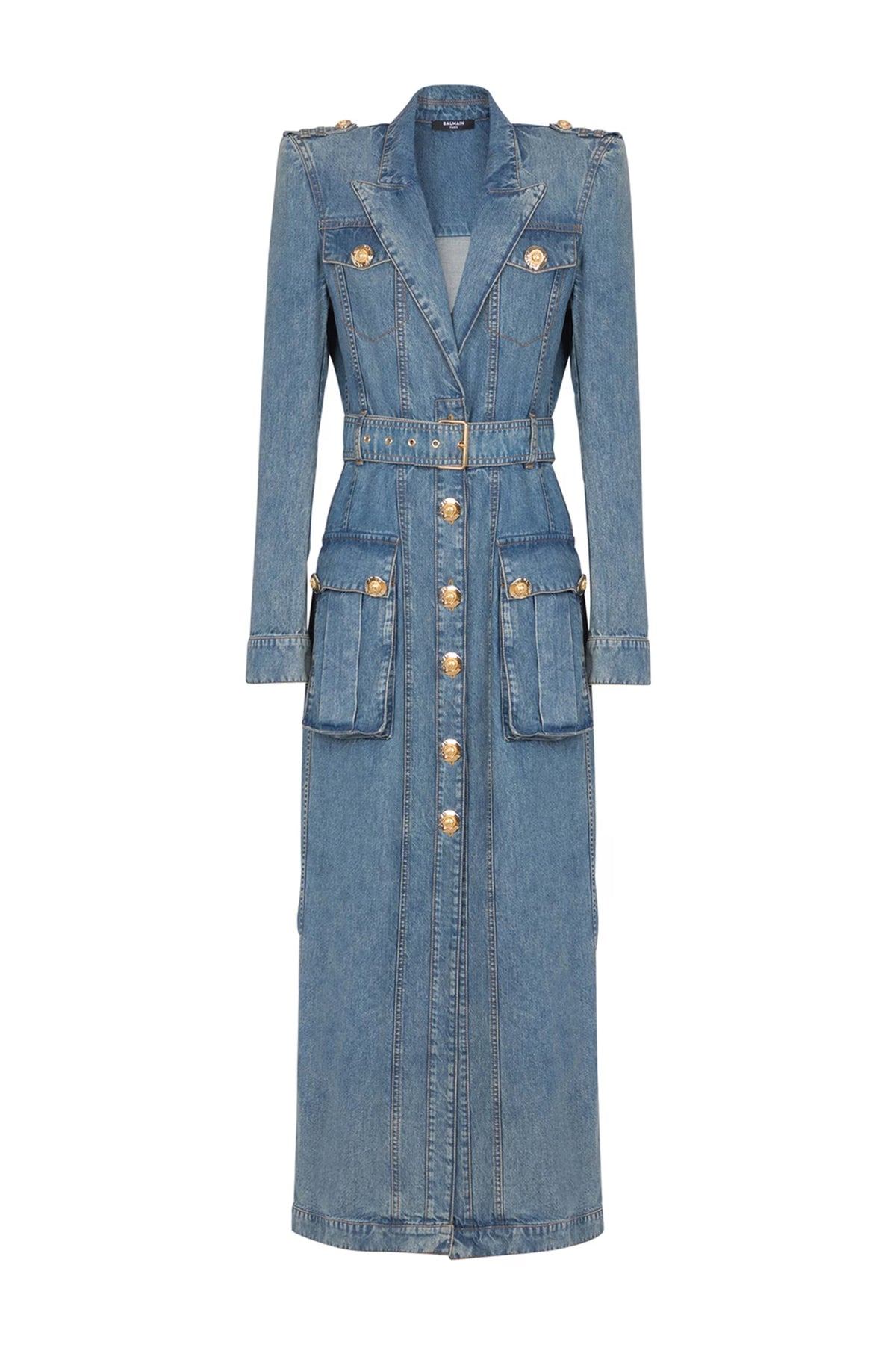 Tyra Blue Faded Denim Maxi Dress