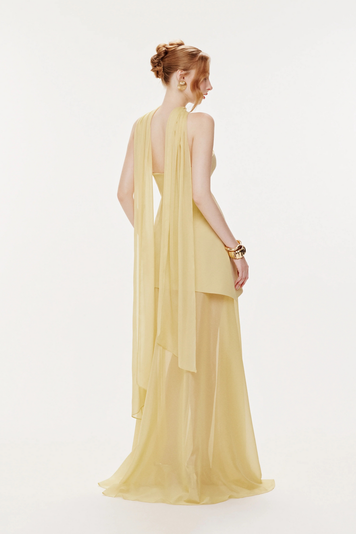Marlis Yellow Strapless Layered Train Dress (Final Sale-US Only)