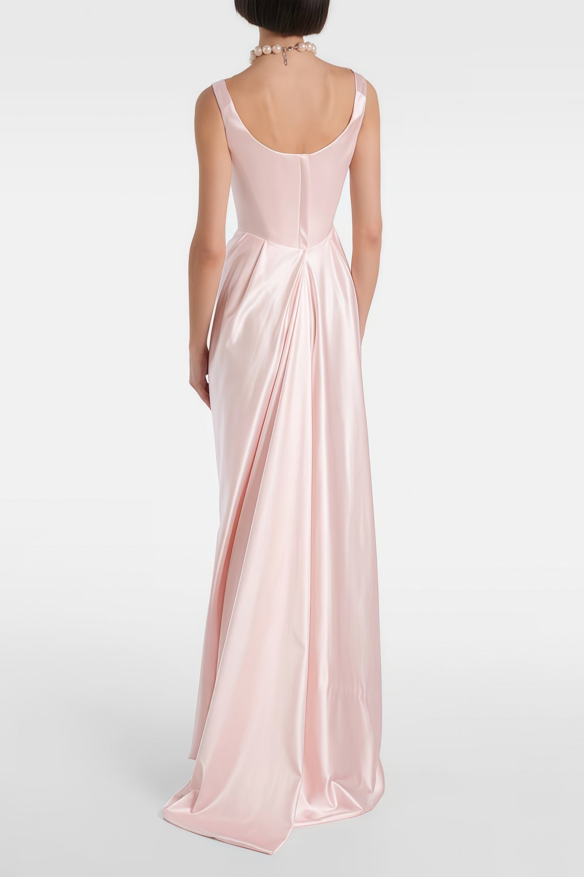 Fiona Pink Satin Square Neck Maxi Dress (Final Sale-US Only)