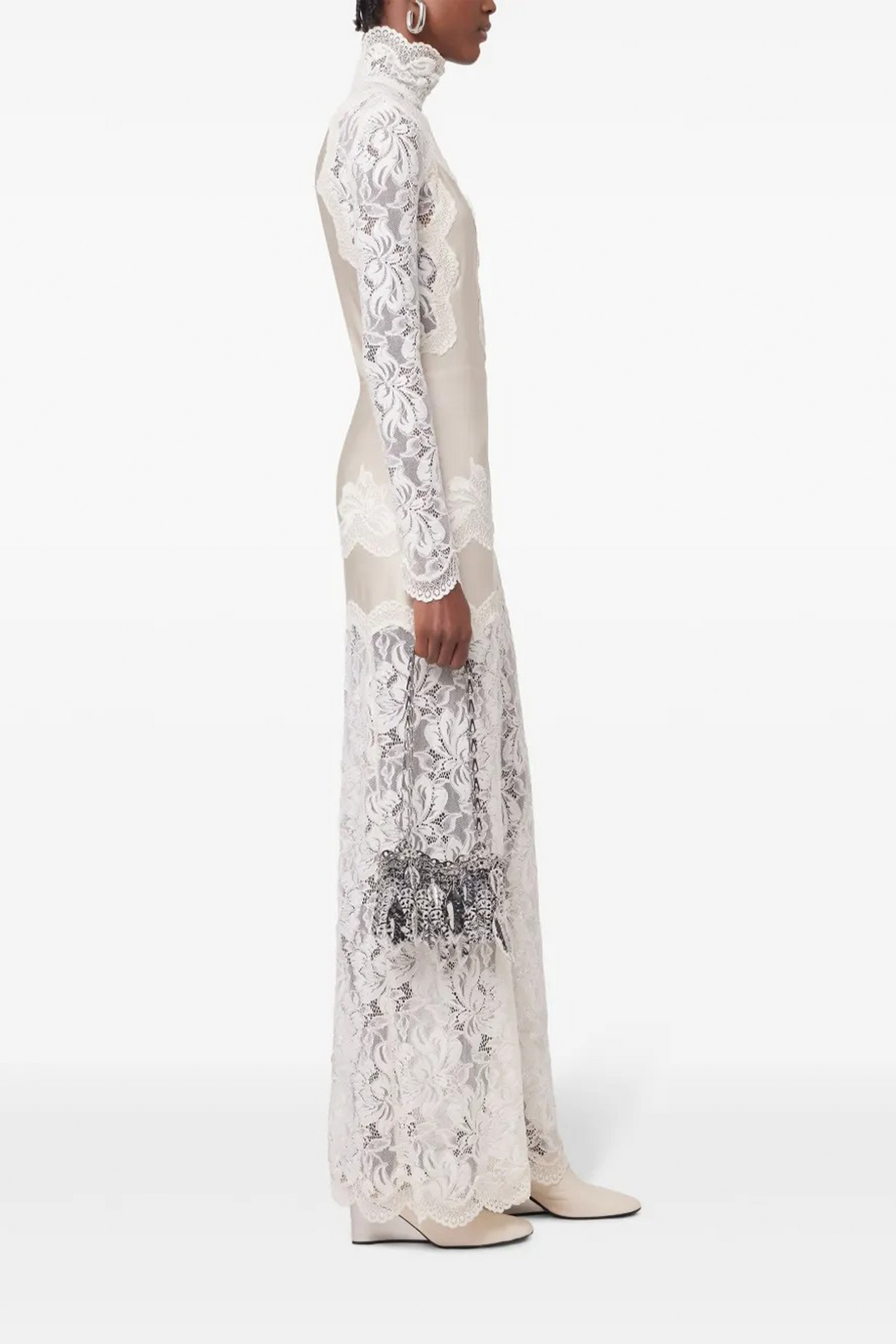 Airelle White Satin Panel Lace Maxi Dress