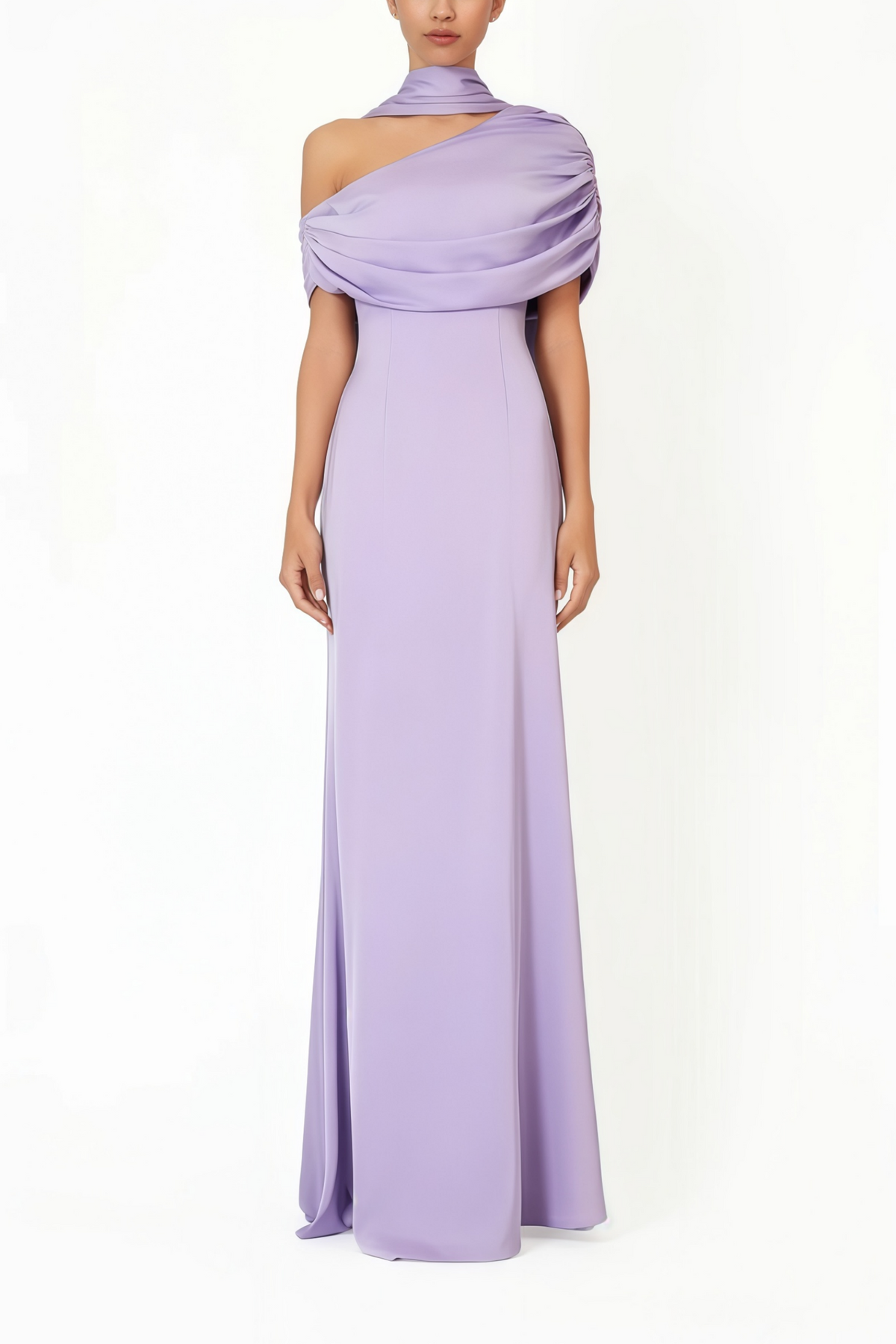 Benedetta Lilac One Shoulder Satin Maxi Dress