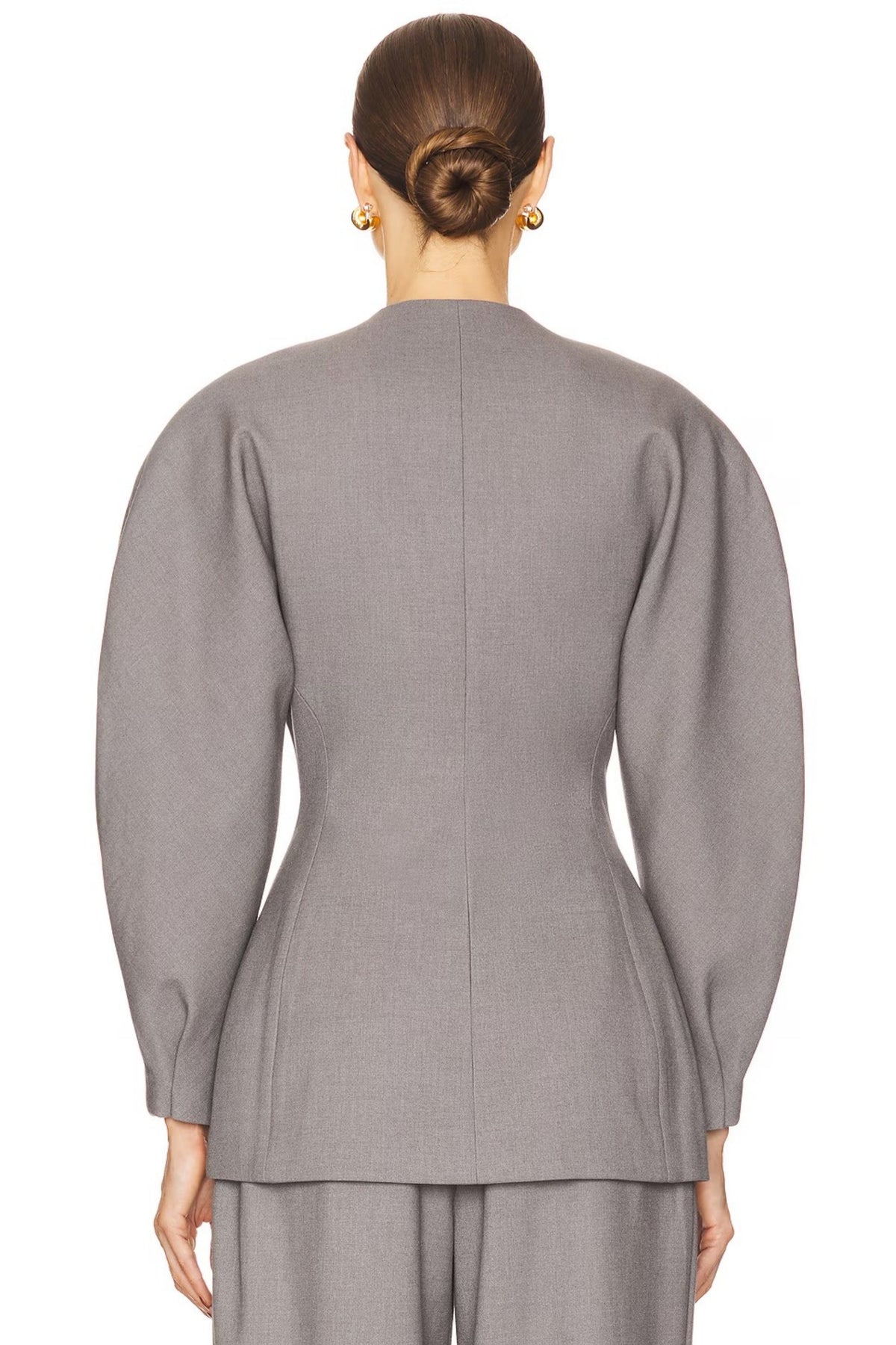 Clémence Grey Double-Breasted Coat & Trousers Set